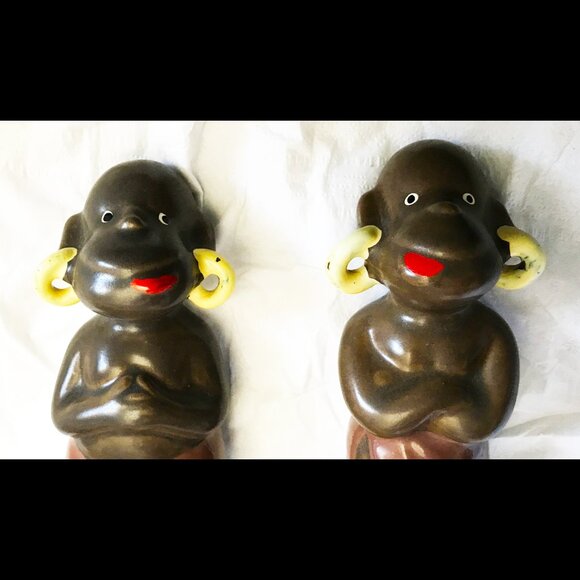 Vintage 1950's Ubangi Couple Salt & Pepper Set - Made in Japan -Excellent Cond. - Picture 2 of 8